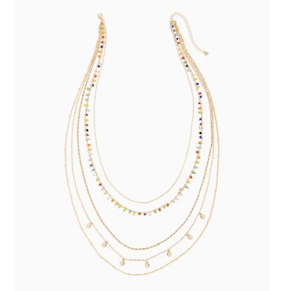 🆕GOLD-TONE & MULTI BEAD LAYERED NECKLACE